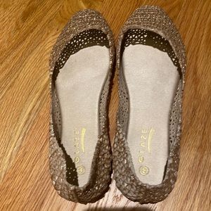 Gold glaze jelly ballet flats size 8